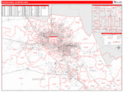 Phoenix-Mesa-Scottsdale Metro Area Wall Map Red Line Style